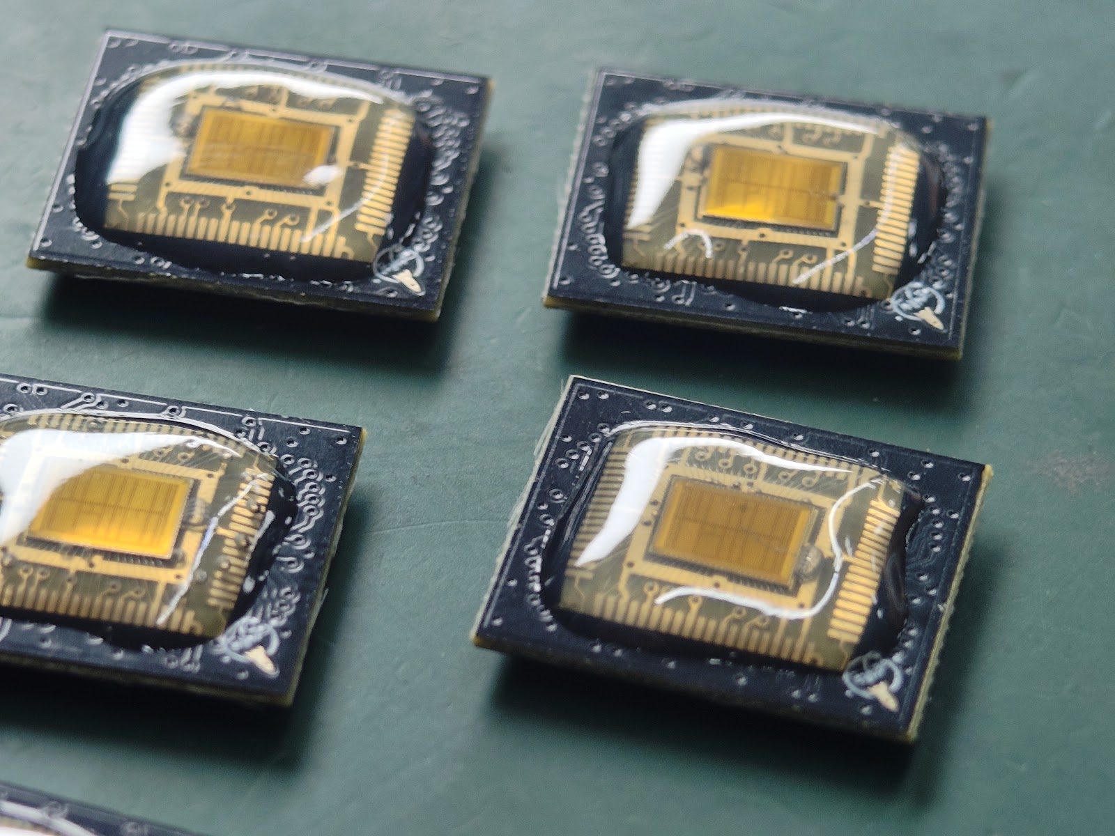 Glob-top packaged dies on PCB pads