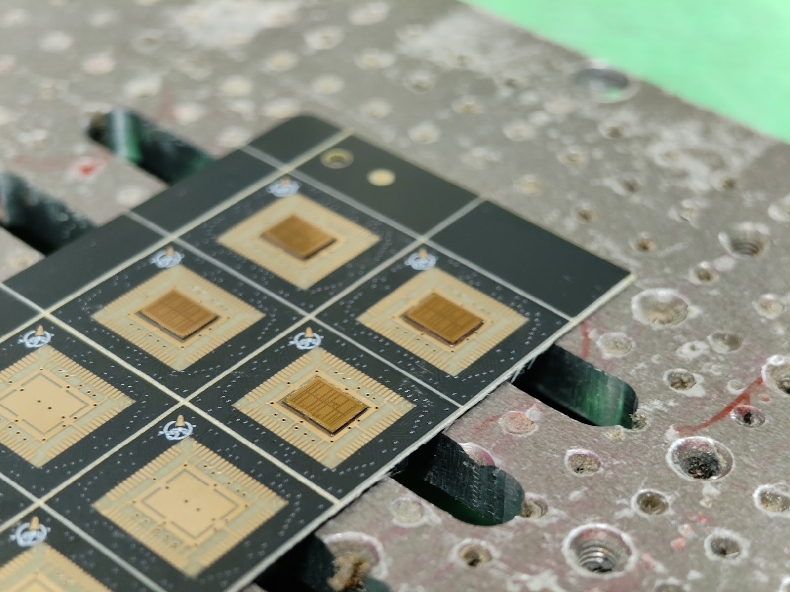 Macro shot of a wafer reticle under inspection