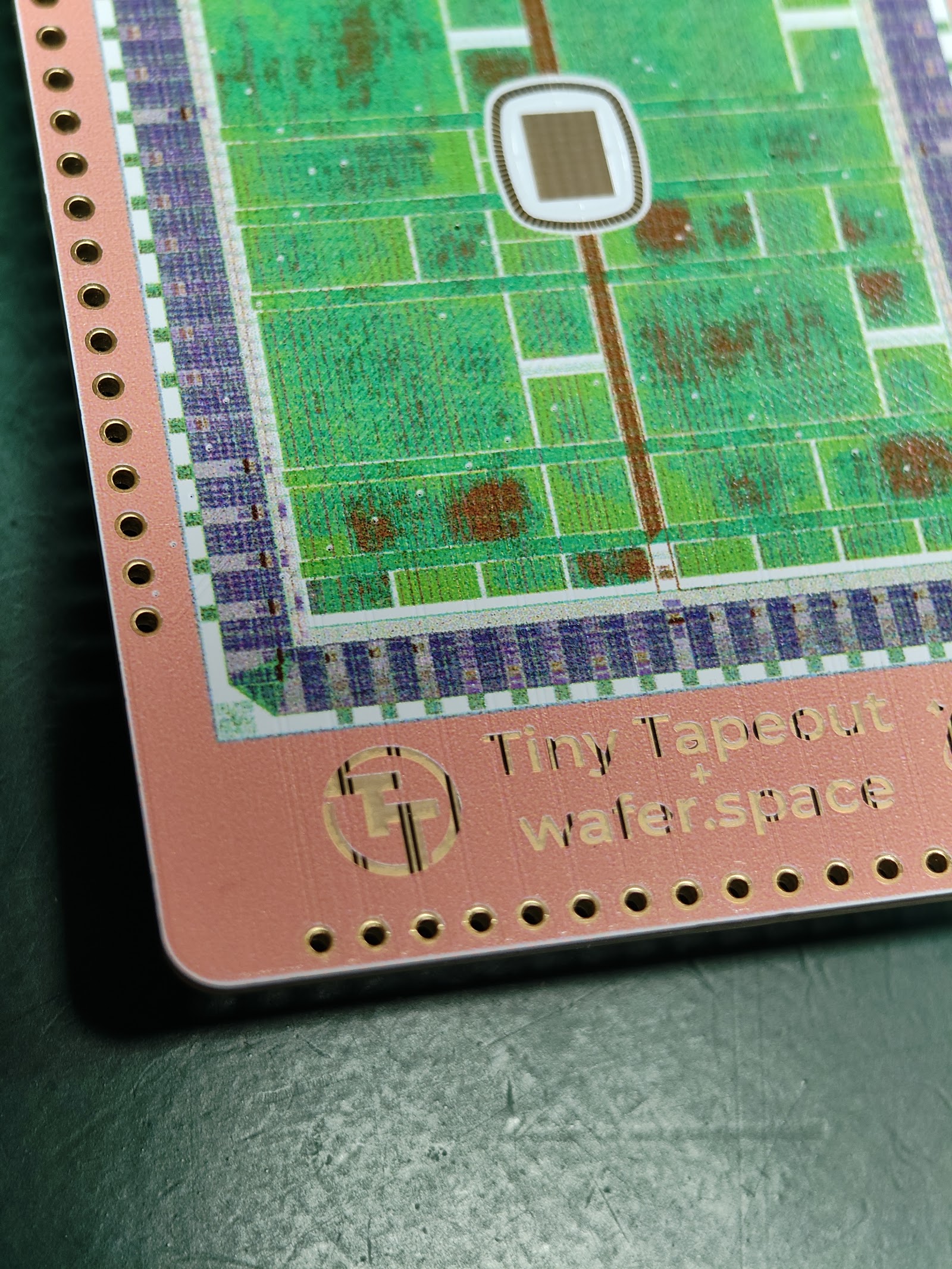 Wafer panel branded Tiny Tapeout and wafer.space