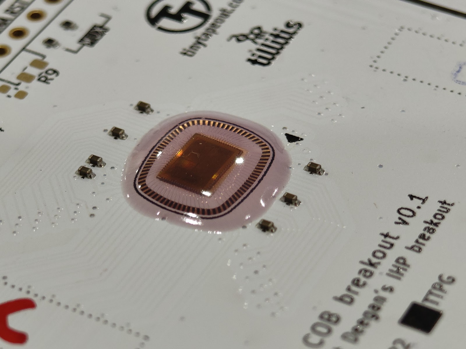 Macro shot of a wire-bonded die